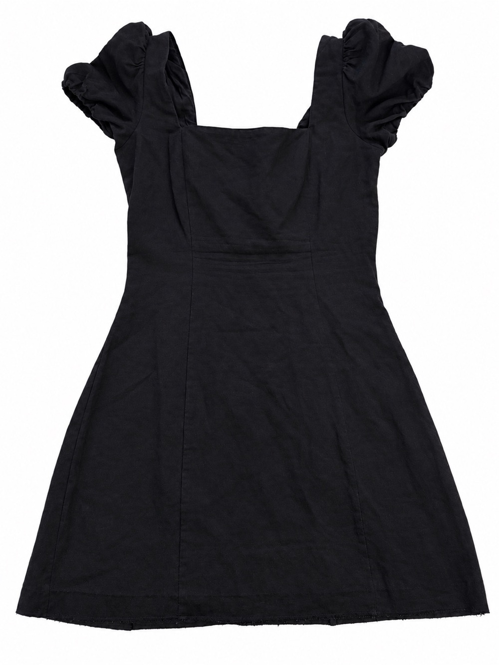 Black Puff Sleeve Square Neck Dress - Brand:Zara